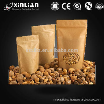 plastic kraft paper packaging coffee bag with clear window and one way valve